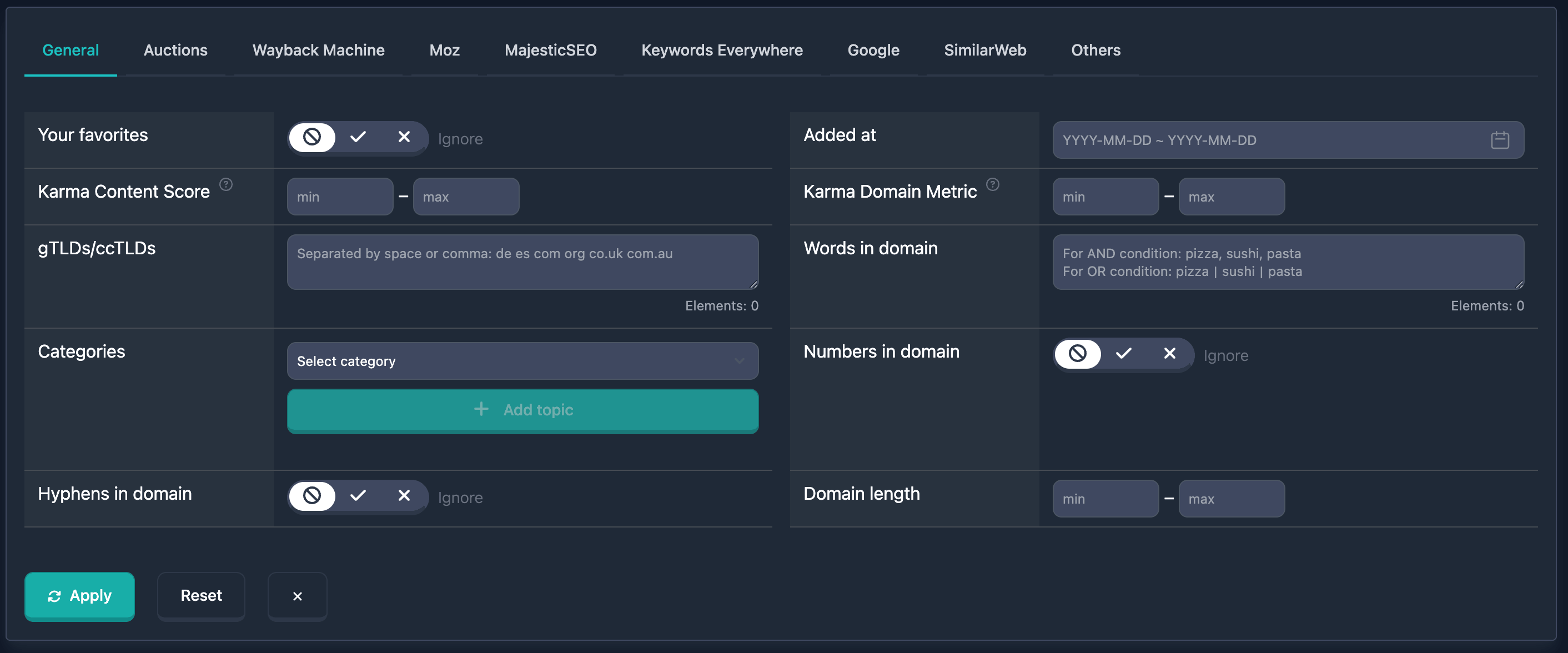 Karma.Domains 主要筛选