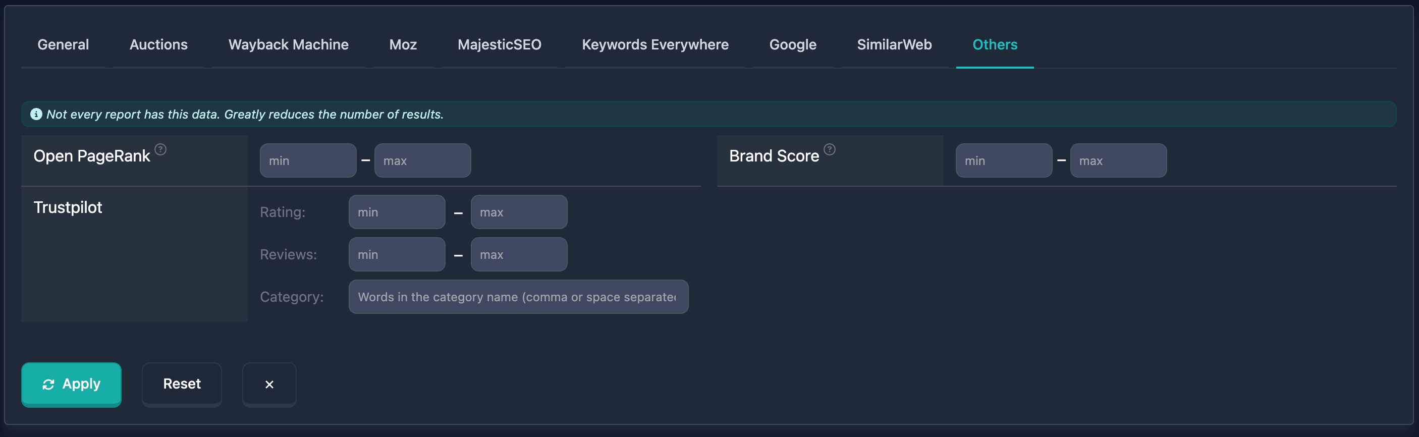 Other filters in Karma.Domains