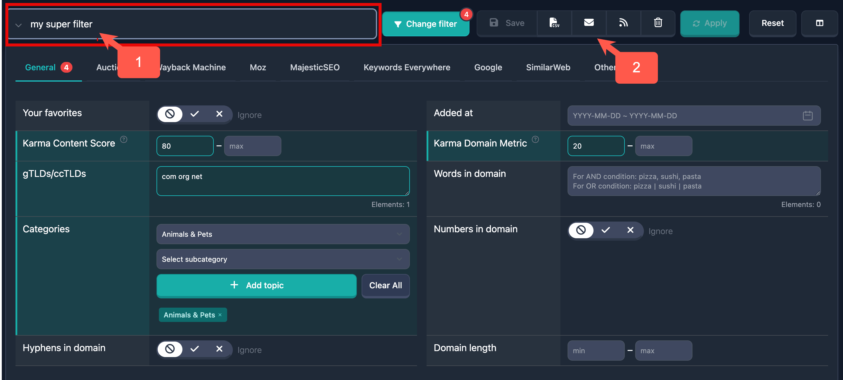 Subscribing to domain filter updates