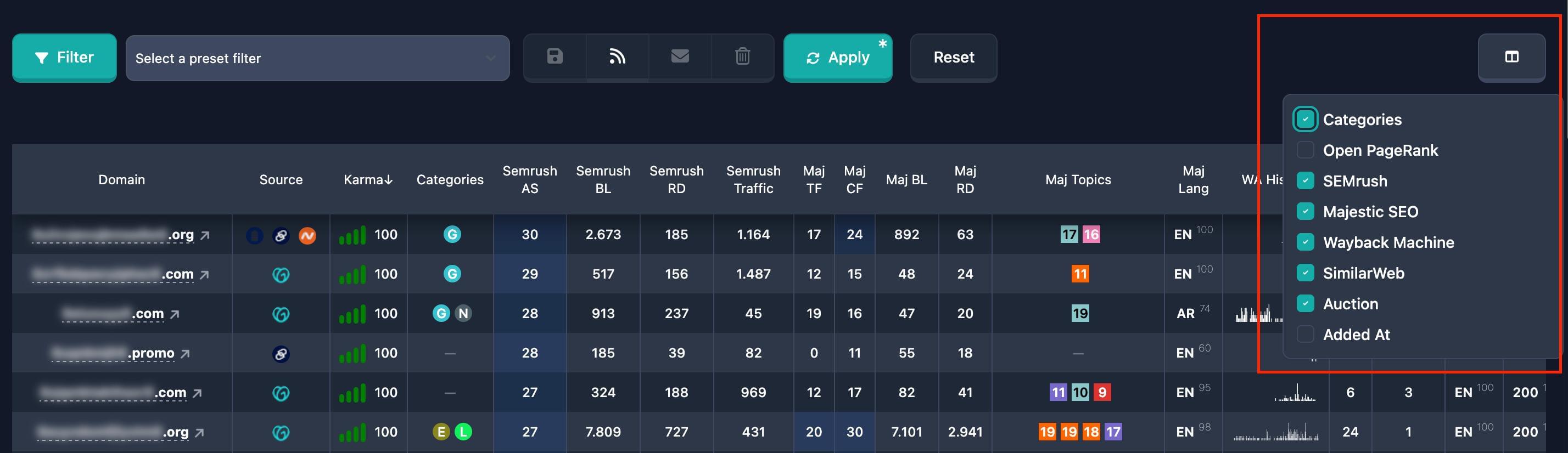Customize Table Columns