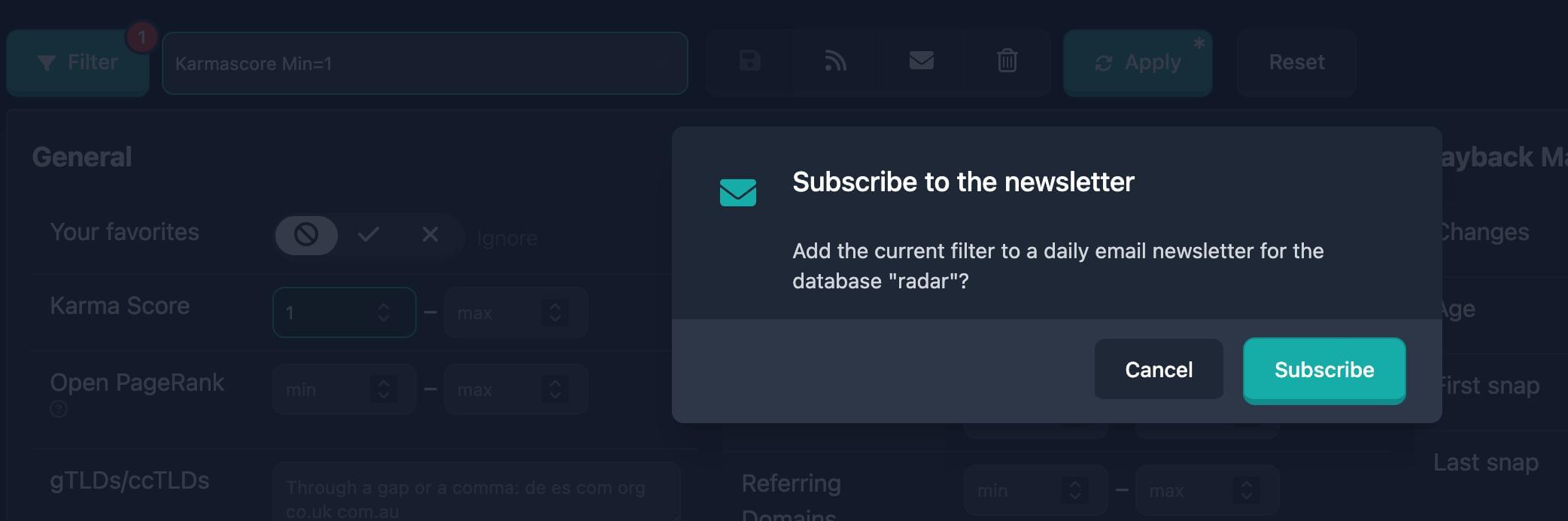Filter Daily Email Updates
