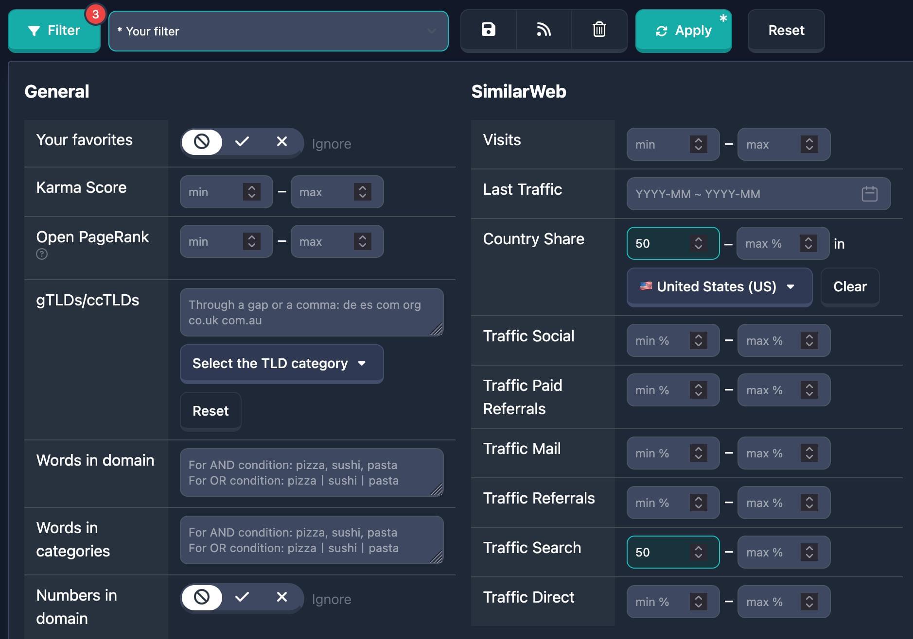 New SimilarWeb Filter