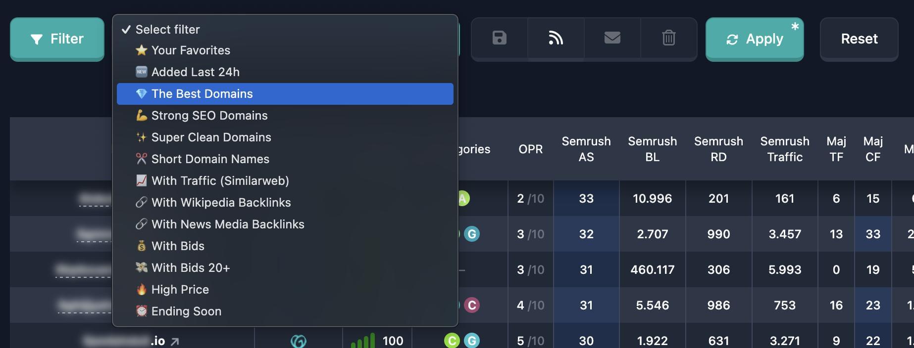 One Click Filters