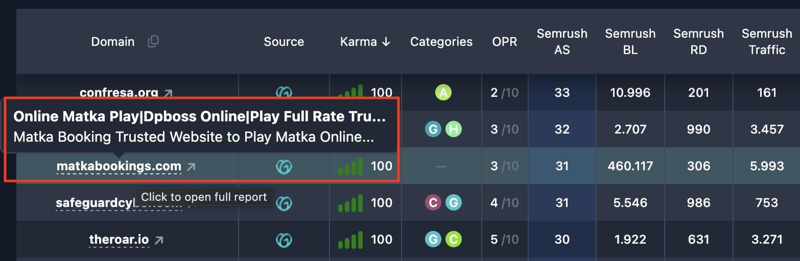 Tooltip Domain Info