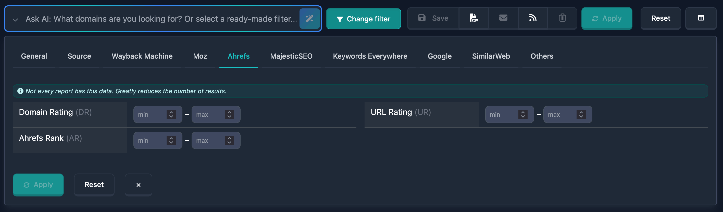 Ahrefs Filters